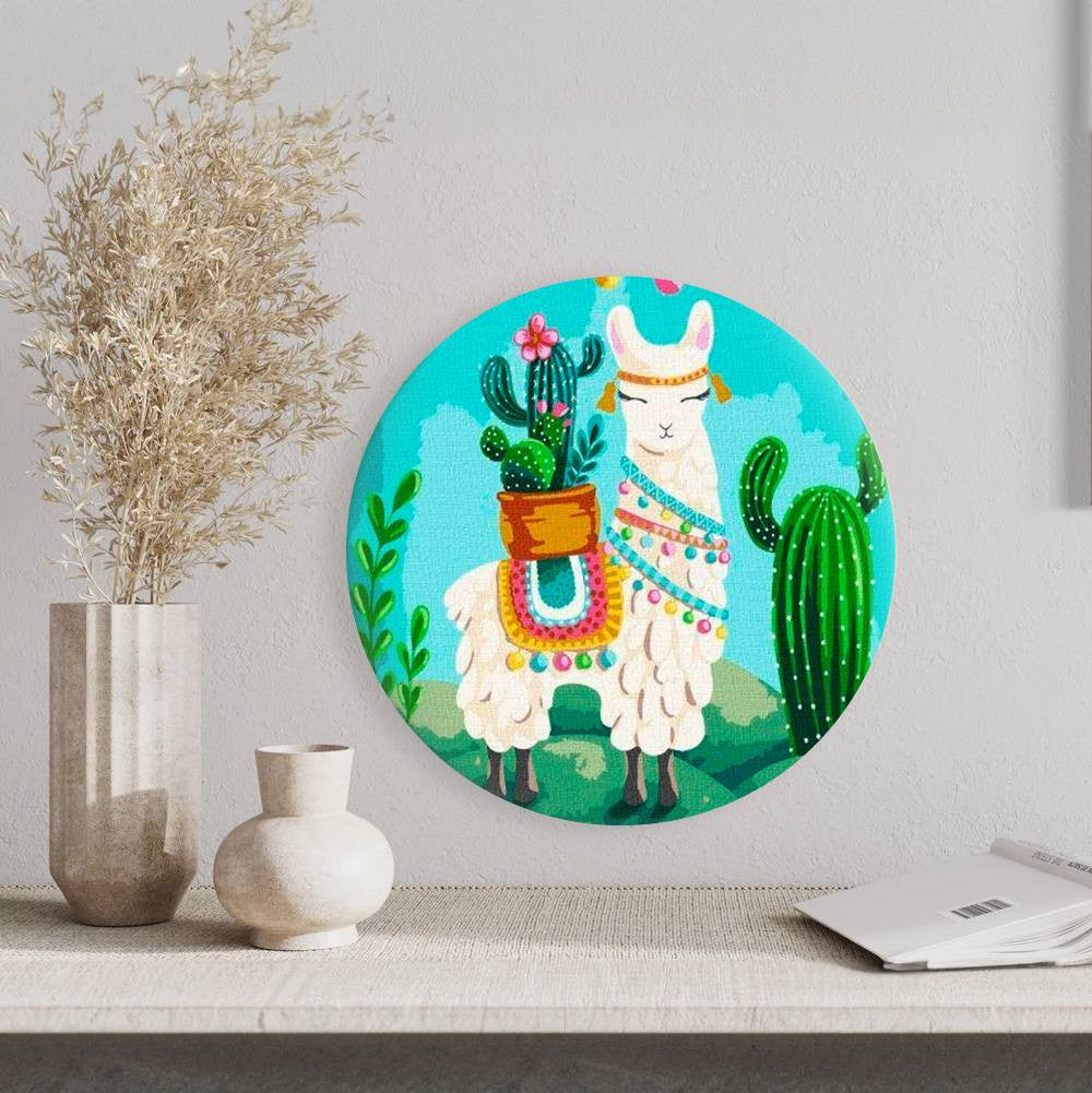 Круглая картина по номерам Лама