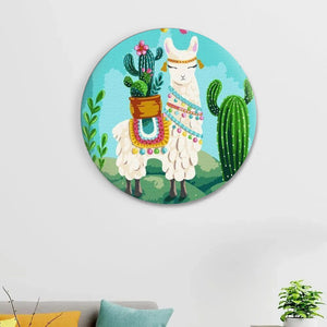 Круглая картина по номерам Лама