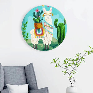 Круглая картина по номерам Лама