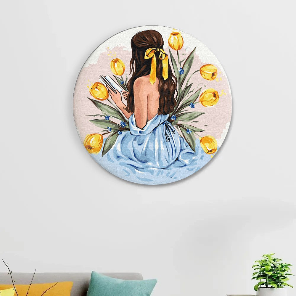 Круглая картина по номерам История тюльпанов