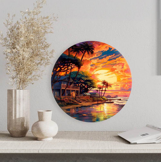 Круглая картина по номерам Дом у океана