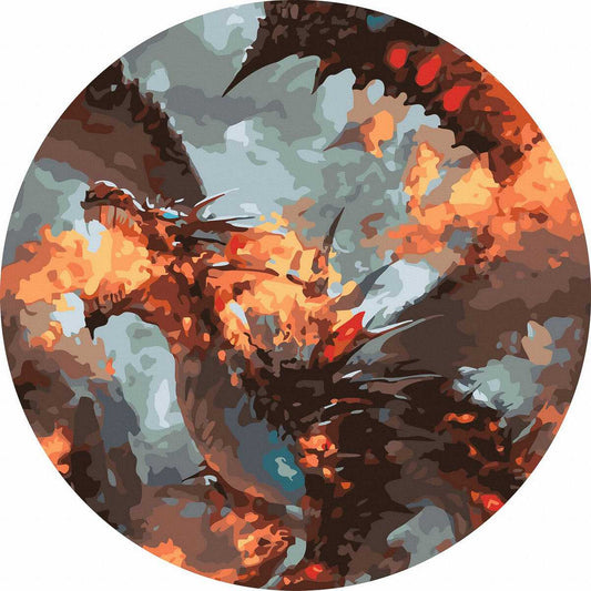 Круглая картина по номерам Дракон