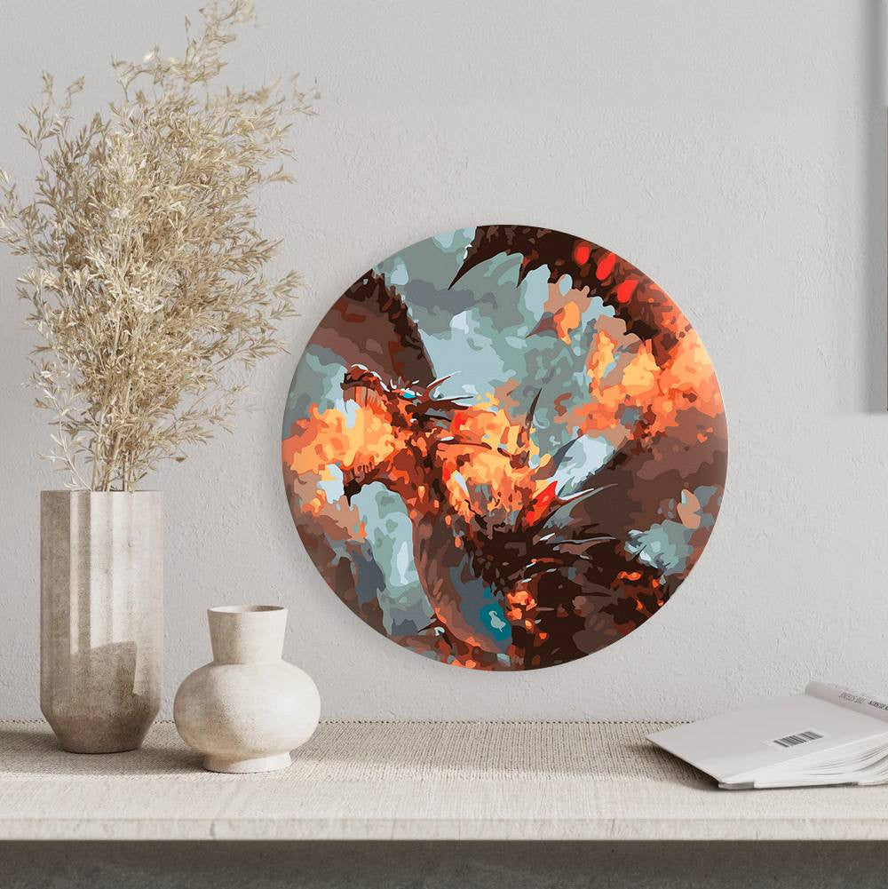 Круглая картина по номерам Дракон