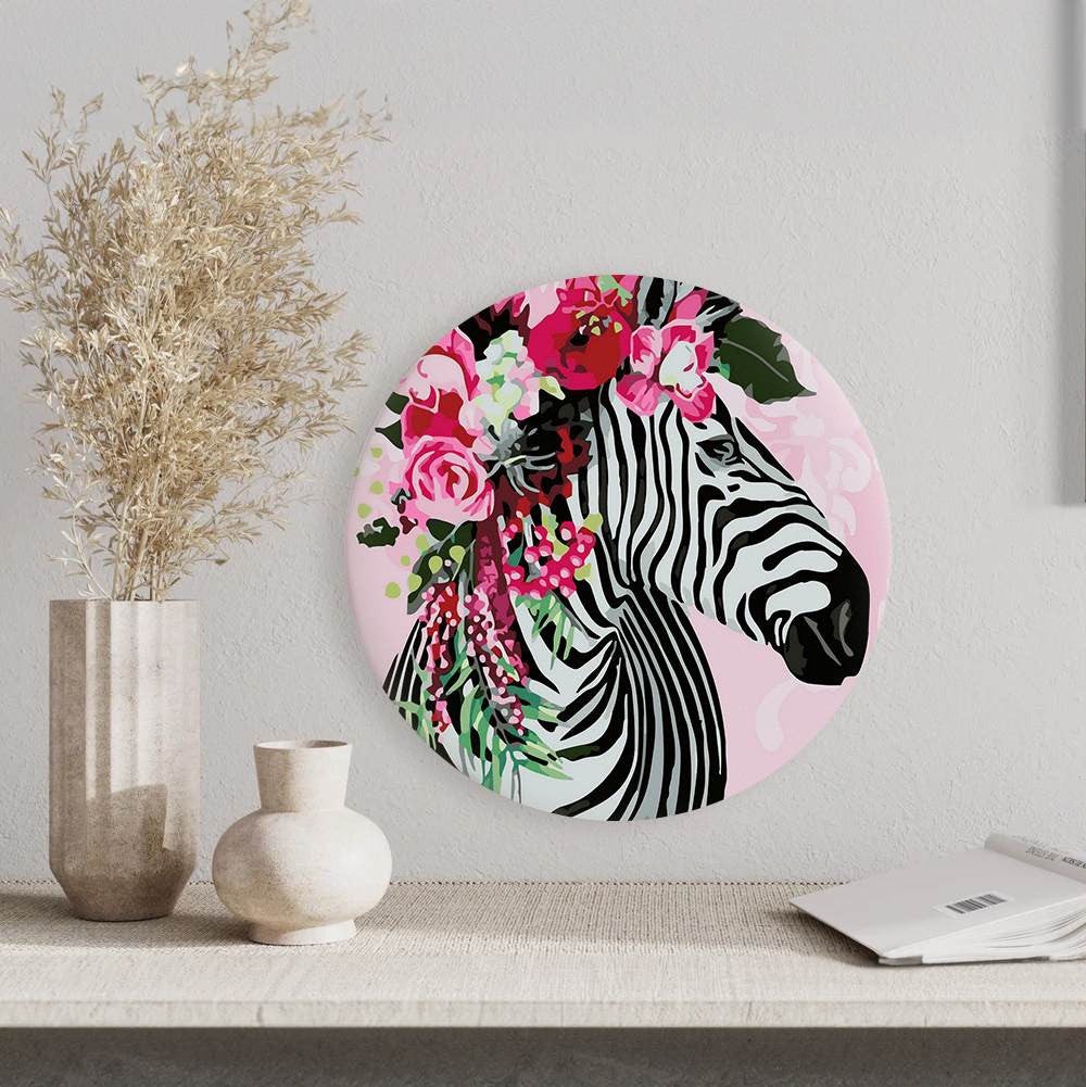 Круглая картина по номерам Фантастическая зебра
