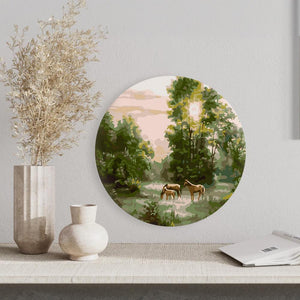 Круглая картина по номерам Лошади в лесу