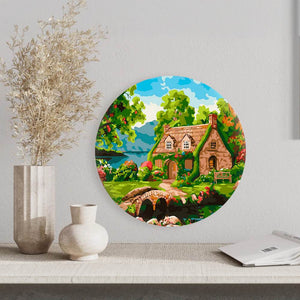 Круглая картина по номерам Цветущий дом