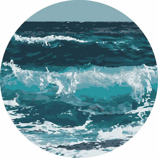 Круглая картина по номерам Океанские волны