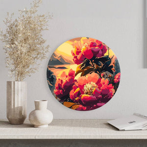 Круглая картина по номерам Розовый цветок