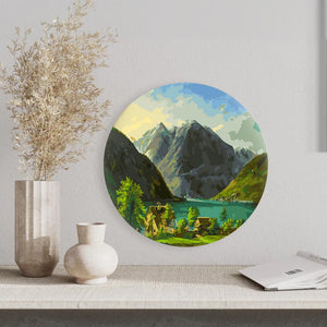 Круглая картина по номерам Озерный пейзаж
