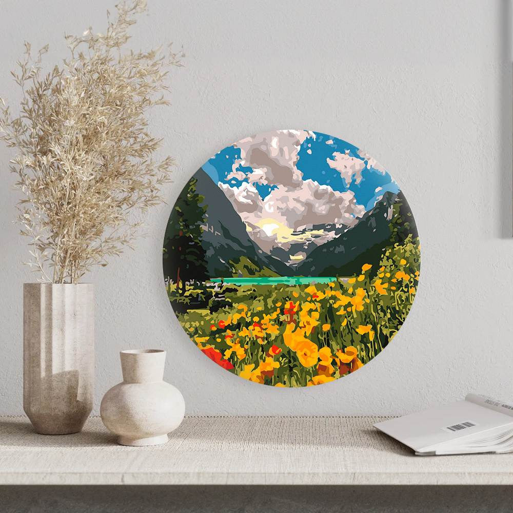 Круглая картина по номерам Величественные Альпы