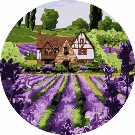 Круглая картина по номерам Лавандовый дом