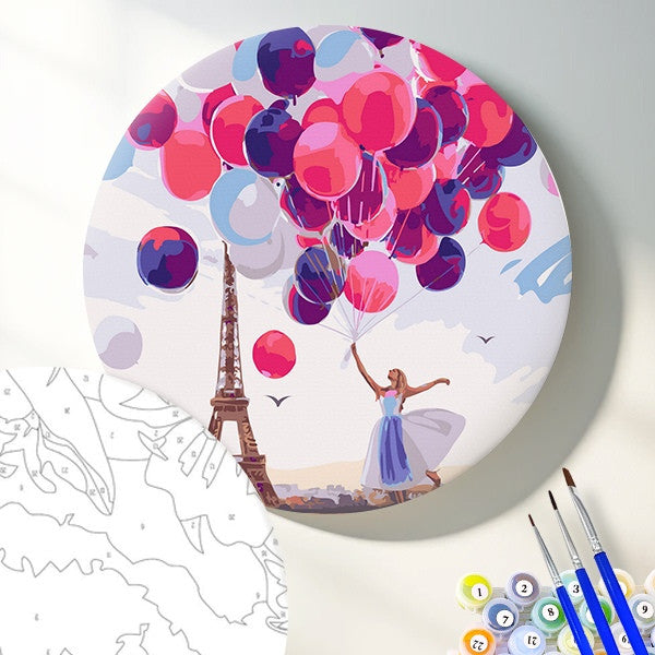 Круглая картина по номерам Счастье в Париже