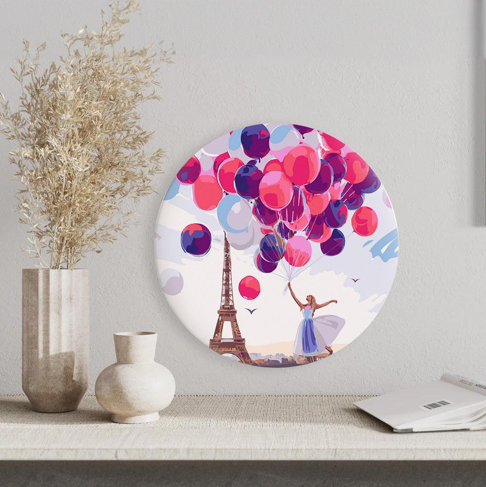 Круглая картина по номерам Счастье в Париже