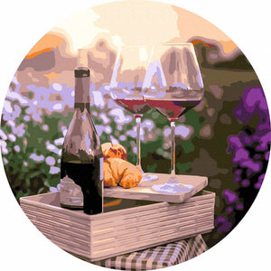 Круглая картина по номерам Романтика в лаванде