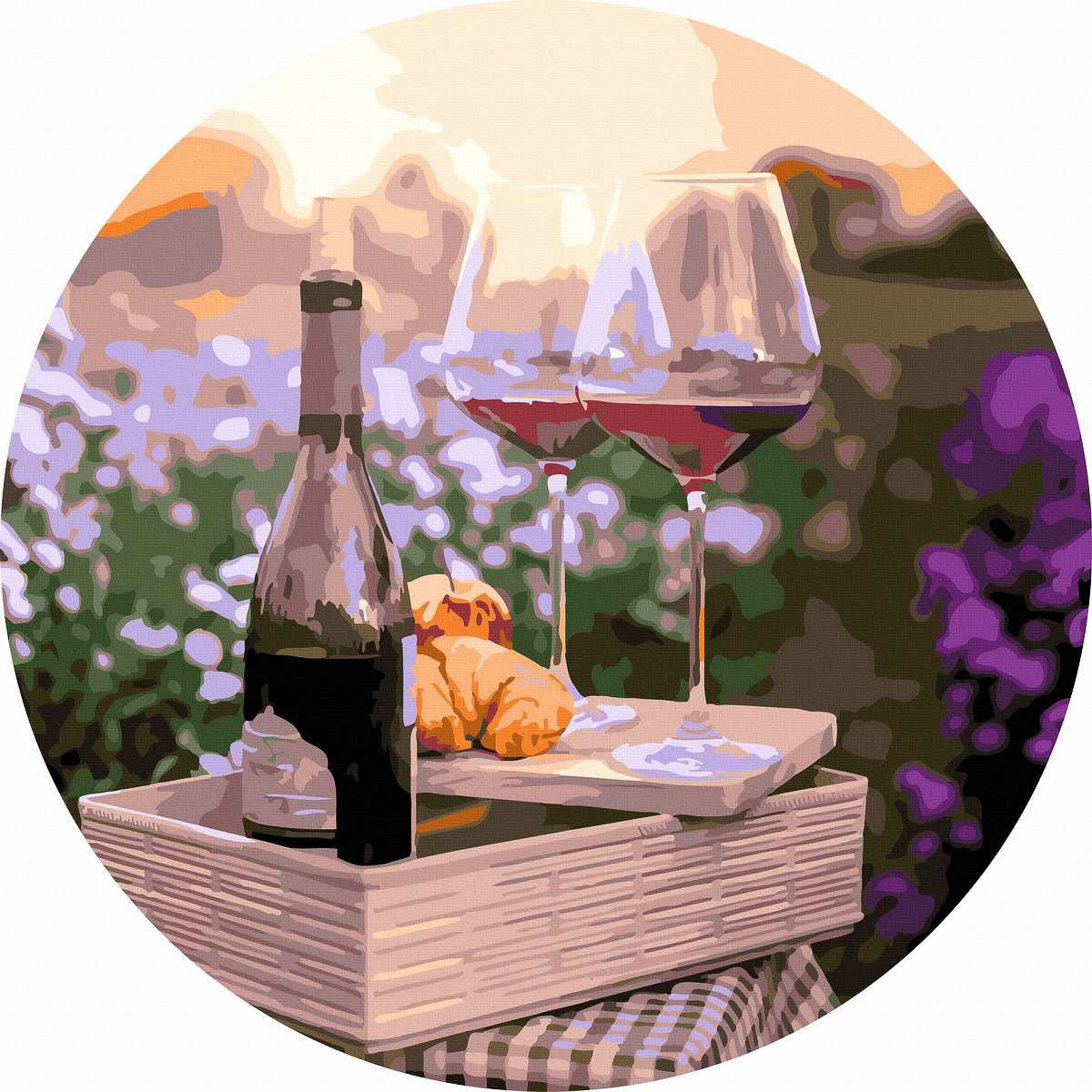 Круглая картина по номерам Романтика в лаванде