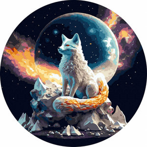 Круглая картина по номерам Белый волк