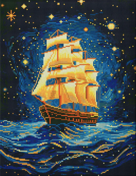 Книга Алмазная мозаика Ночной корабль (40х50 см) | SOVABOOKS