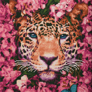Книга Алмазная мозаика Леопард в цветах (40х50 см) | SOVABOOKS