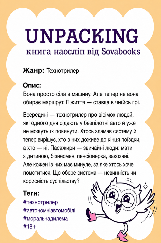 UNPACKING книга наосліп від SOVABOOKS -  Технотрилер