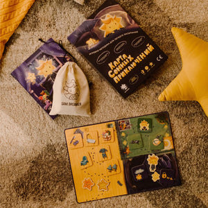 Настольная игра Карта сонных приключений от Sovabooks с красочной картой и игровыми компонентами на изображении.