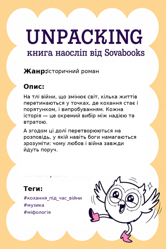 UNPACKING книга наосліп від SOVABOOKS -  Історичний роман