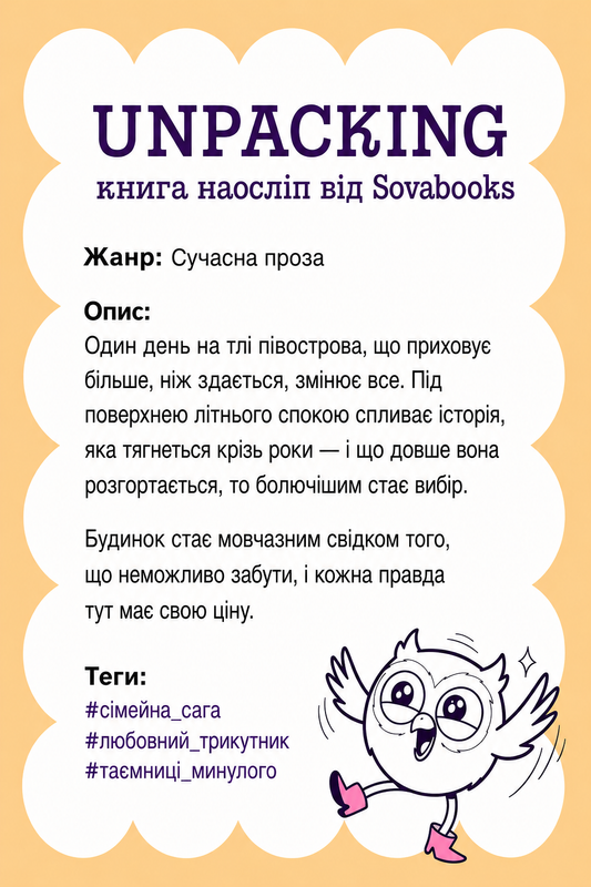 UNPACKING книга наосліп від SOVABOOKS -  Сучасна проза
