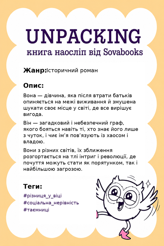 UNPACKING книга наосліп від SOVABOOKS -  Історичний роман