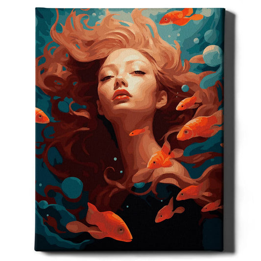 Картина по номерам девочка и рыба