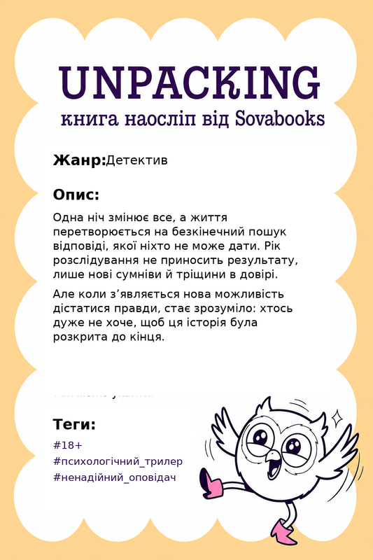 UNPACKING книга наосліп від SOVABOOKS -  детектив