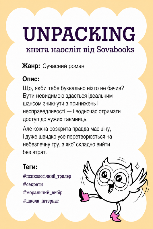 UNPACKING книга наосліп від SOVABOOKS -  Сучасний роман