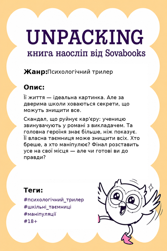 UNPACKING книга наосліп від SOVABOOKS -  Психологічний трилер