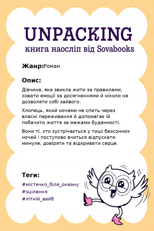 UNPACKING книга наосліп від SOVABOOKS -  Роман