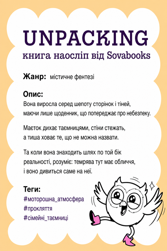 UNPACKING книга наосліп від SOVABOOKS -  містичне фентезі