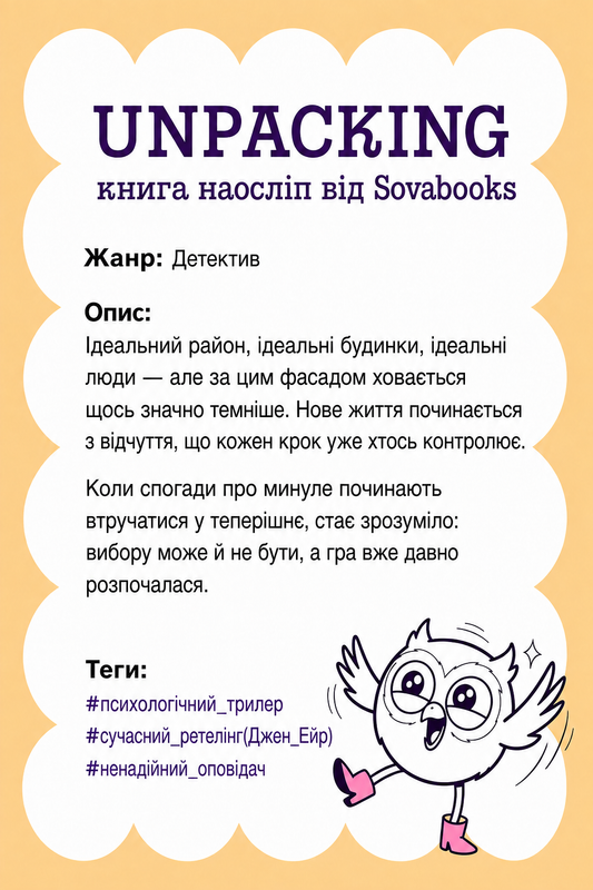 UNPACKING книга наосліп від SOVABOOKS -  Детектив
