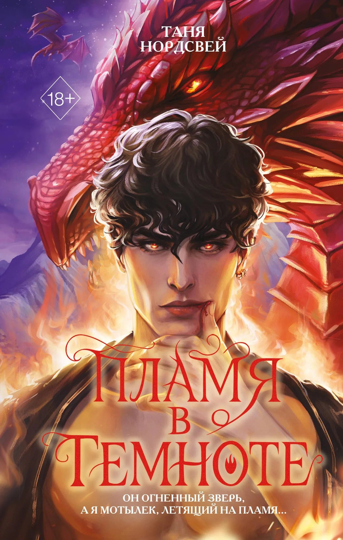 Обложка книги "Пламя в темноте" Sovabooks с изображением огня и темного фона, ISBN 9785041797539