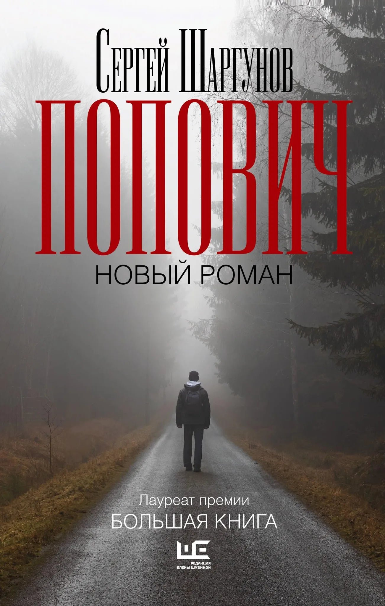 Книга "Попович" Sovabooks, изображение обложки с названием и авторскими деталями, чёрно-белый дизайн.