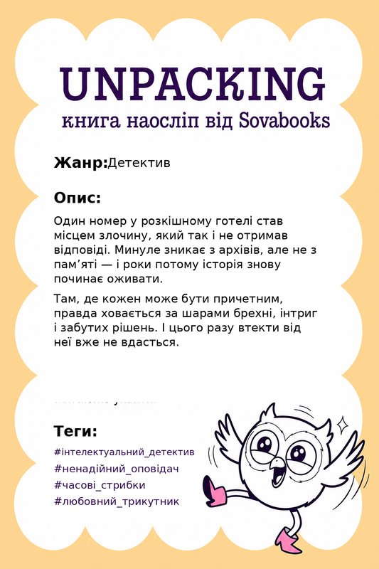 UNPACKING книга наосліп від SOVABOOKS -  Детектив