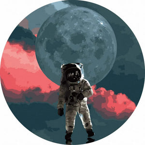 Круглая картина по номерам Астронавт в океане