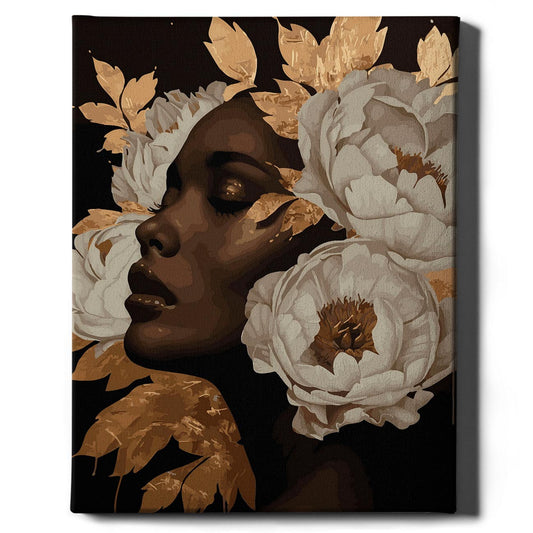 Картина по номерам девочка и пионы