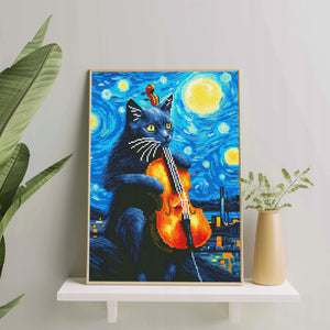 Алмазная мозаика Скрипкот от Sovabooks, набор для творчества 40x50 см с яркими алмазами и изображением скрипки.