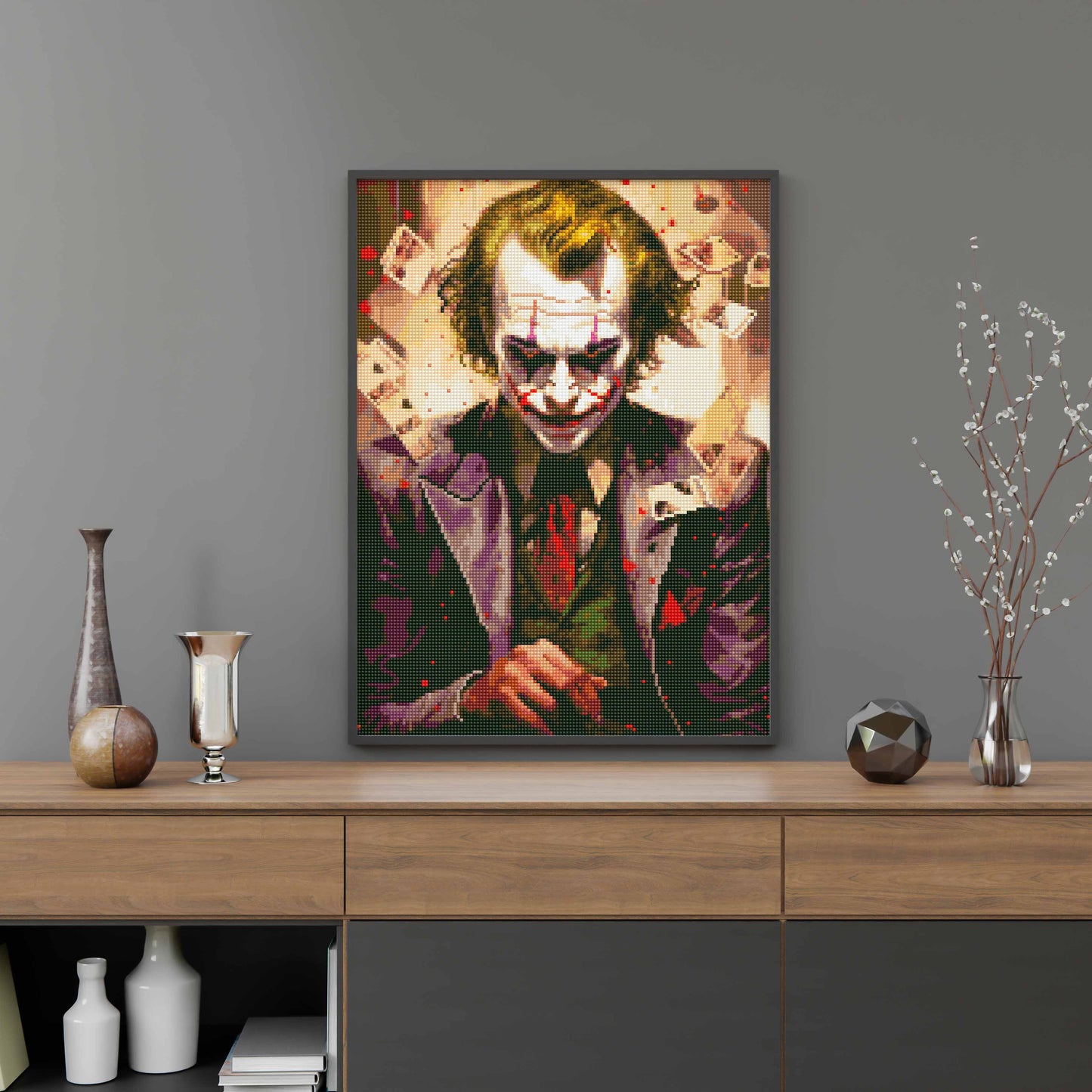 Алмазная мозаика Джокер и карты Sovabooks, 40x50 см, готовый набор для творчества с изображением джокера и карт.