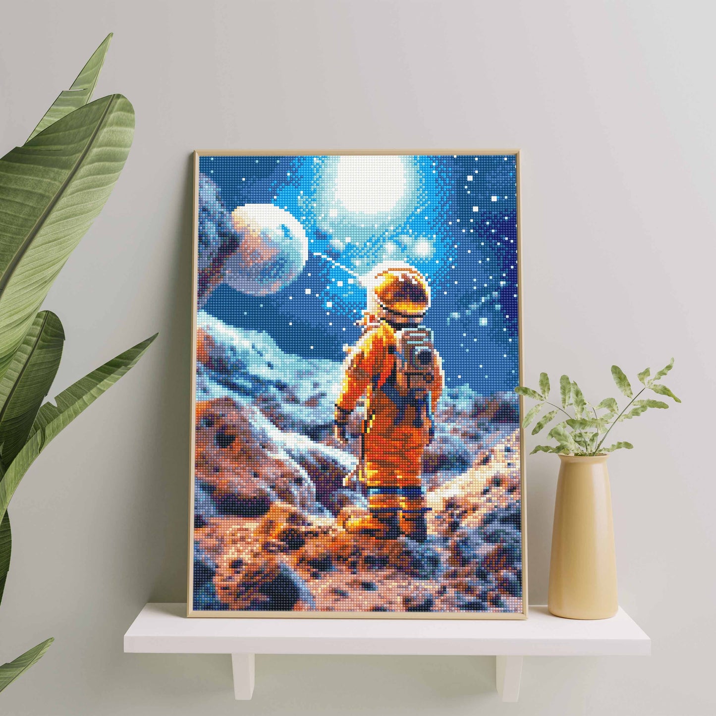 Алмазная мозаика Космонавт 40x50 от Sovabooks, комплект для творчества с изображением космонавта, яркие детали и бисер.