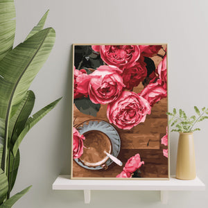 Картина по номерам Цветы и кофе