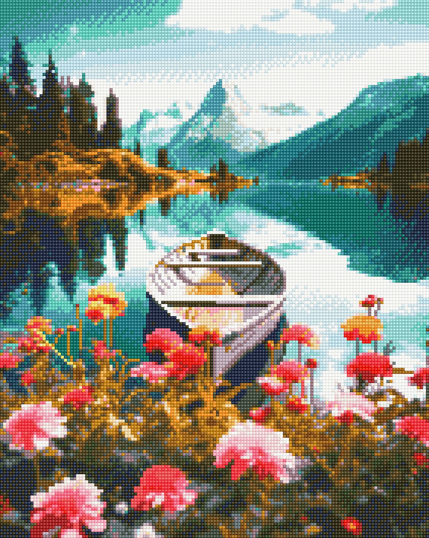 Алмазная мозаика Лодка на речке (40х50)