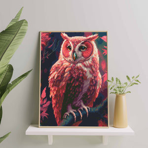 Алмазная мозаика Совабукс с изображением розовой совы, 40x50 см, арт и рукоделие, яркое и детализированное изображение.