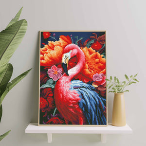Алмазная мозаика Розовый фламинго от Sovabooks, 40x50 см, комплект для творчества, изображение яркого розового фламинго