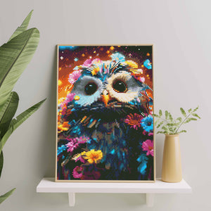 Алмазная мозаика Сова в цветах (30х40)