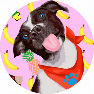 Круглая картина по номерам Собака-улыбка