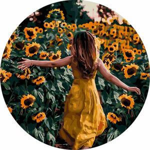 Круглая картина по номерам Подсолнухи