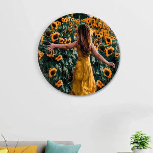 Круглая картина по номерам Подсолнухи